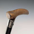 1897 British antique black shaft L-shaped horn handle pure silver decorated walking stick 84cm