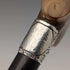 1897 British antique black shaft L-shaped horn handle pure silver decorated walking stick 84cm