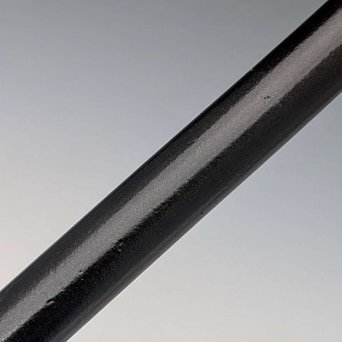 1897 British antique black shaft L-shaped horn handle pure silver decorated walking stick 84cm