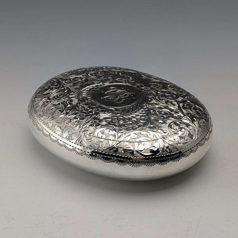 1912年 英国アンティーク 純銀製 小石型スナッフボックス 85g John Rose 極美品