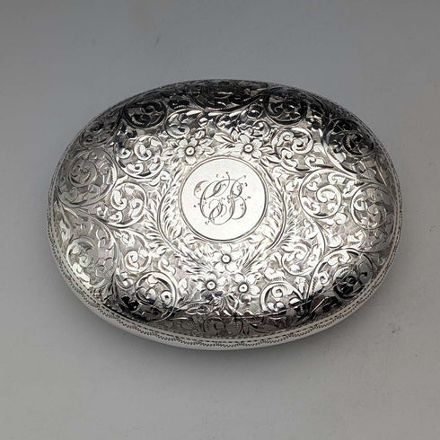 1912年 英国アンティーク 純銀製 小石型スナッフボックス 85g John Rose 極美品