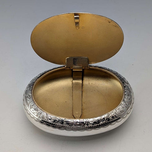 1912年 英国アンティーク 純銀製 小石型スナッフボックス 85g John Rose 極美品