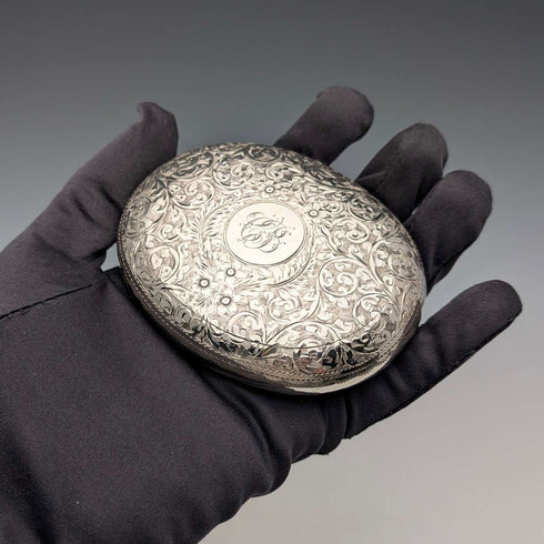 1912年 英国アンティーク 純銀製 小石型スナッフボックス 85g John Rose 極美品