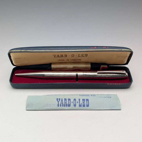 1975 British Yard O' Red Sterling Silver Push-Pull Pencil in Case