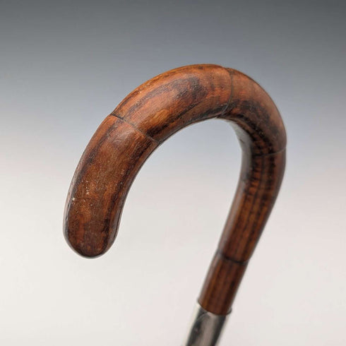 1934年 英国ヴィンテージ タンシャフト 曲がりハンドル 純銀装飾 ステッキ 杖 83cm
