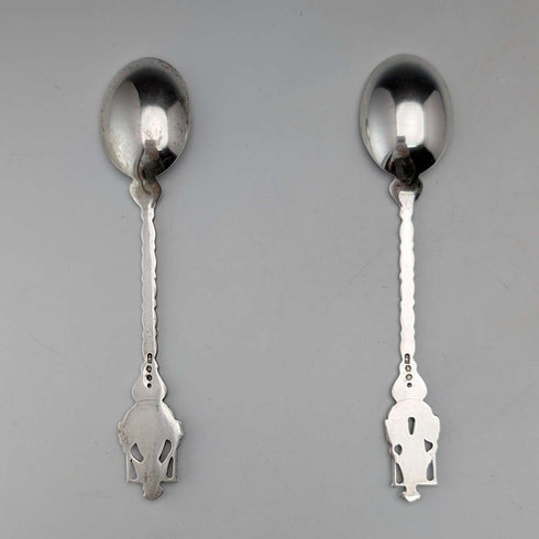 Par de cucharillas de té de plata continental, vintage holandés, 1967, 22g en total