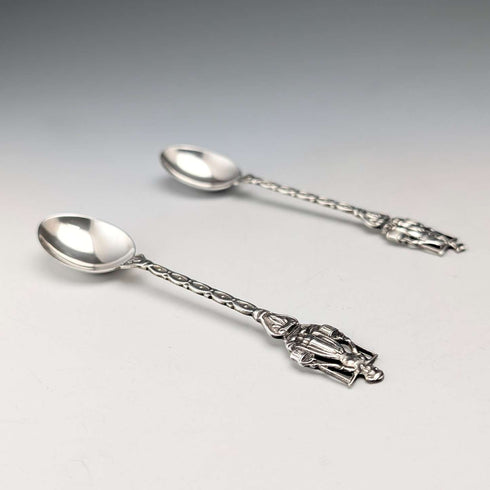 Par de cucharillas de té de plata continental, vintage holandés, 1967, 22g en total