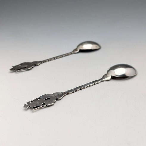 Par de cucharillas de té de plata continental, vintage holandés, 1967, 22g en total