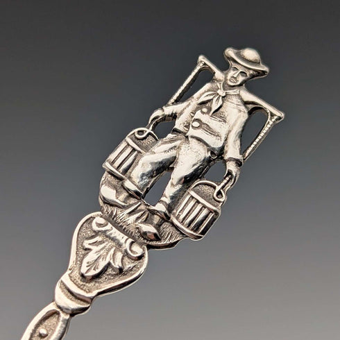 Par de cucharillas de té de plata continental, vintage holandés, 1967, 22g en total