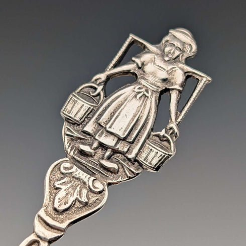 Par de cucharillas de té de plata continental, vintage holandés, 1967, 22g en total