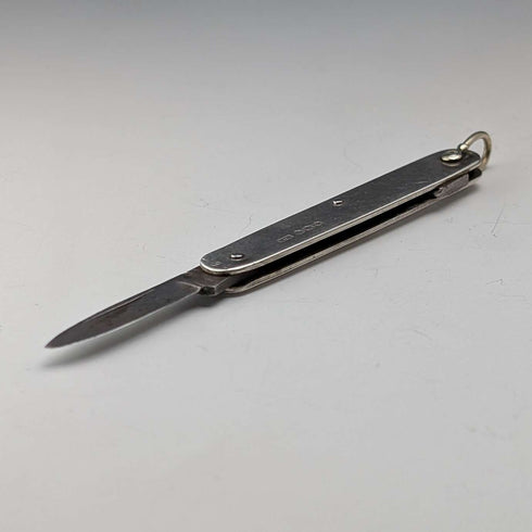 1941年 英国ヴィンテージ 純銀ハンドル スチールブレード 折りたたみナイフ William Needam