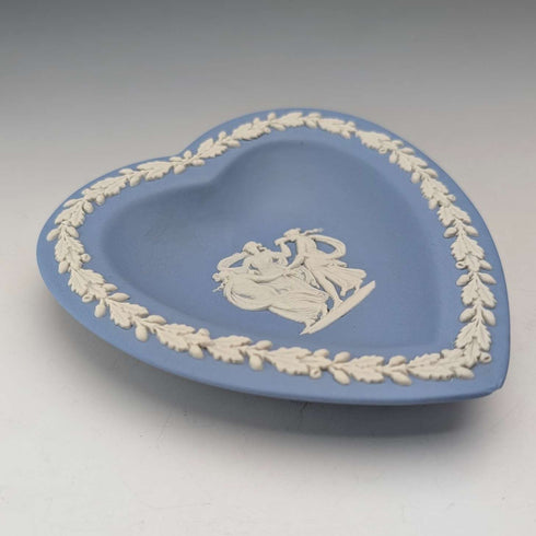Vintage British Wedgwood Jasperware dish pair in pale blue