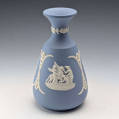 英国复古Wedgwood贾斯珀陶器单支花瓶,淡蓝色