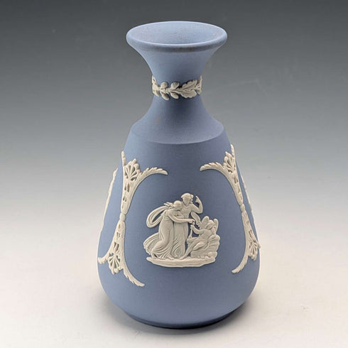 英国复古Wedgwood贾斯珀陶器单支花瓶,淡蓝色