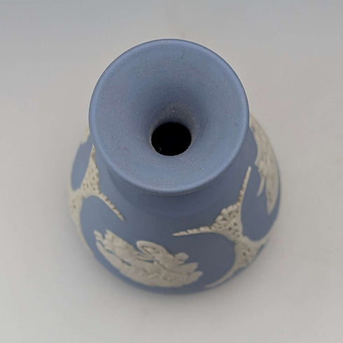 英国复古Wedgwood贾斯珀陶器单支花瓶,淡蓝色