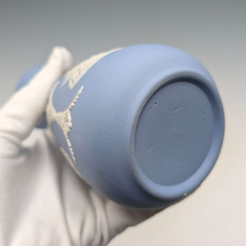 英国复古Wedgwood贾斯珀陶器单支花瓶,淡蓝色