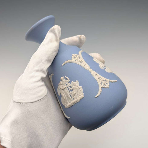 英国复古Wedgwood贾斯珀陶器单支花瓶,淡蓝色