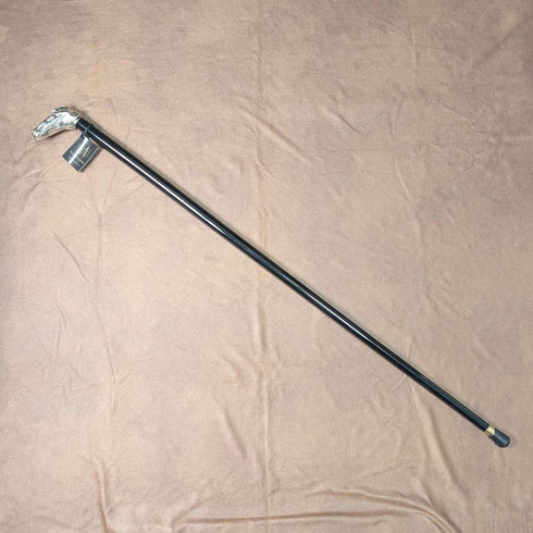 【Nuevo】 Bastón de mando con mango de cabeza de cocodrilo de plata pura, fabricado en Italia, 89 cm