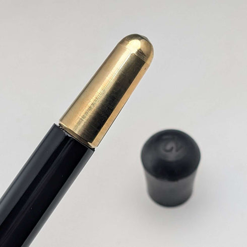 【Nuevo】 Bastón con mango de rana en plata de ley fabricado en Italia, eje negro, 92 cm