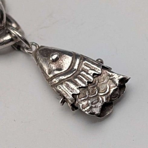 1962 British Vintage Sterling Silver Charm Bracelet 48g Padlock Clasp WJS