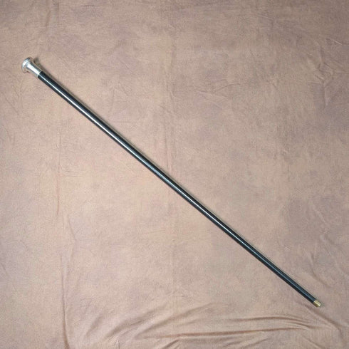 1920年 英国古董 纯银黑杆圆柄手杖 88cm Ebenezer Newman