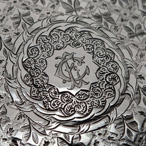 Tarjetero de plata de ley estilo libro, antigüedad británica de 1875, 75 g, Frederick Marson