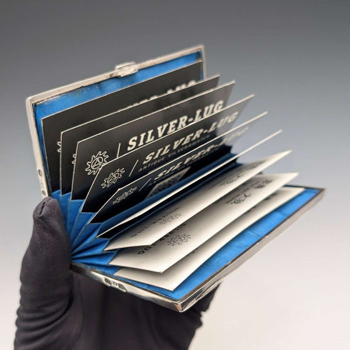 Tarjetero de plata de ley estilo libro, antigüedad británica de 1875, 75 g, Frederick Marson
