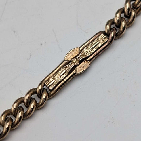 Cadena Albert de eslabones de fantasía en oro laminado antiguo con dije de brújula