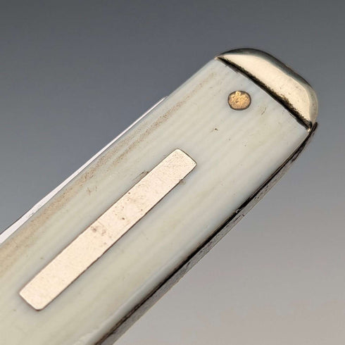 British vintage ivory-look resin handle double blade folding knife