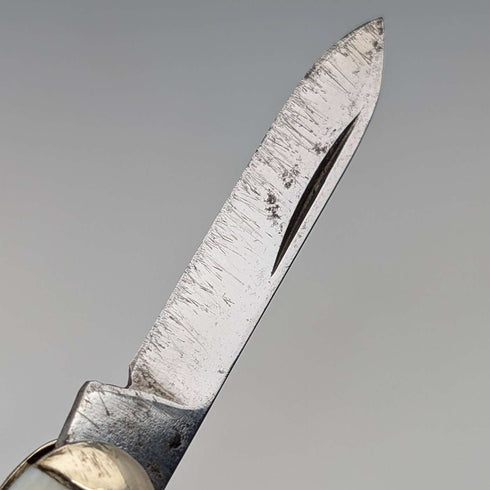 British vintage ivory-look resin handle double blade folding knife