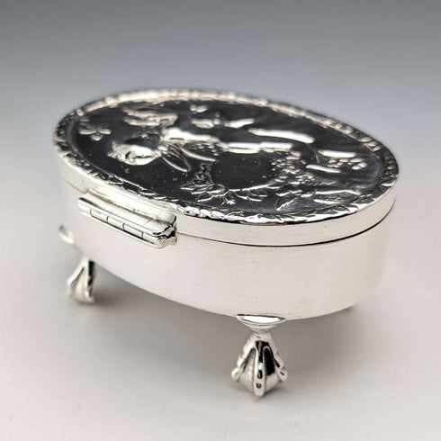 Joyero de plata esterlina antigua británica de 1903, 111 g, George Nathan & Ridley Hayes