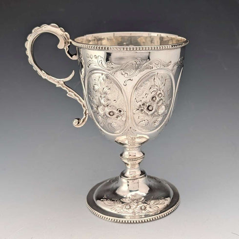 1860 British antique sterling silver stemmed cup 153g James Beebe