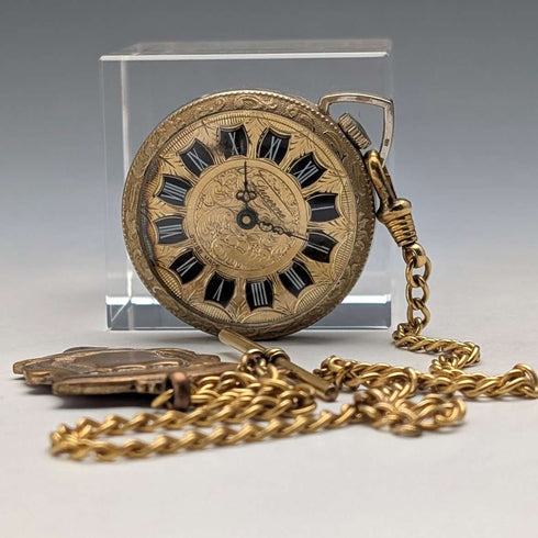 Vintage Swiss BASIS small fob watch, pocket watch, with chain, in good working order