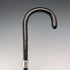 1920s British antique black shaft curved handle pure silver decorated walking stick 91cm