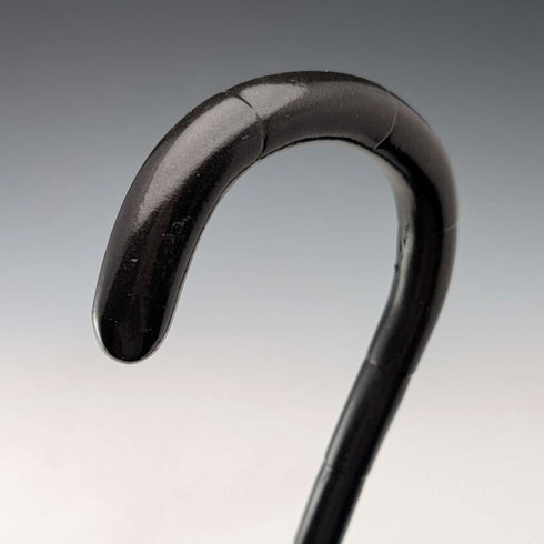 1920s British antique black shaft curved handle pure silver decorated walking stick 91cm