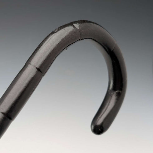 1920s British antique black shaft curved handle pure silver decorated walking stick 91cm