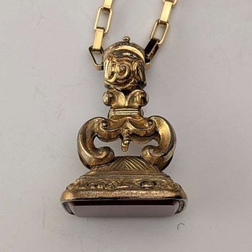 Antique rolled gold ceiling pendant with necklace
