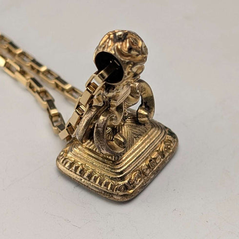Antique rolled gold ceiling pendant with necklace