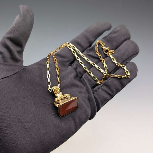 Antique rolled gold ceiling pendant with necklace