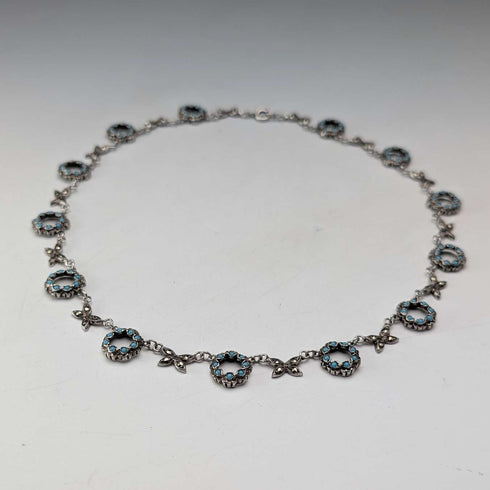 Collar vintage de plata de ley con decoración de cristal turquesa y marcasita, 23 g