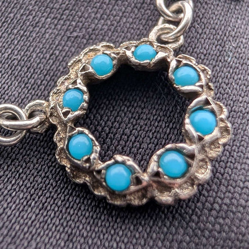 Collar vintage de plata de ley con decoración de cristal turquesa y marcasita, 23 g