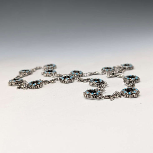 Collar vintage de plata de ley con decoración de cristal turquesa y marcasita, 23 g
