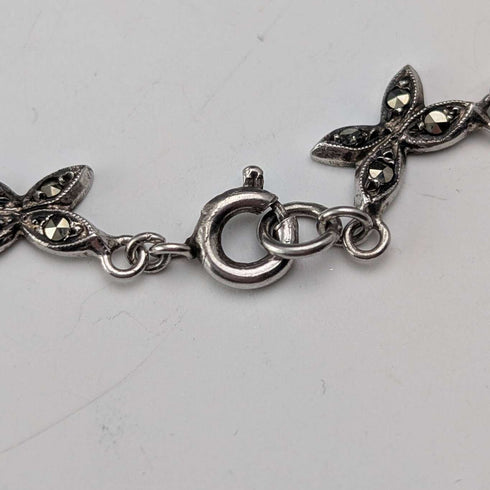 Collar vintage de plata de ley con decoración de cristal turquesa y marcasita, 23 g