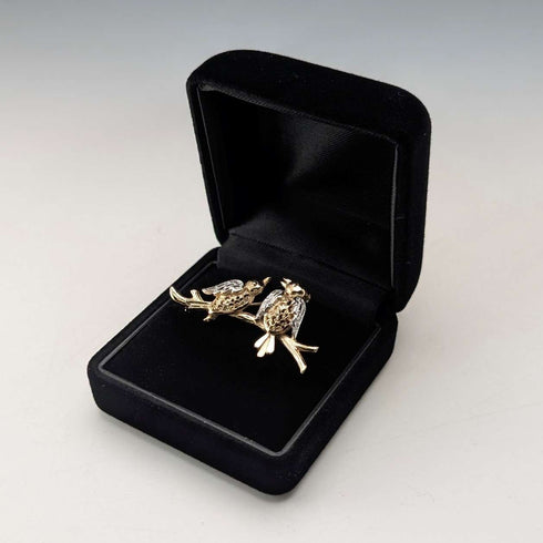 Vintage Vermeil Sterling Silver Lovebird Brooch