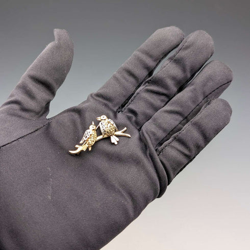 Vintage Vermeil Sterling Silver Lovebird Brooch