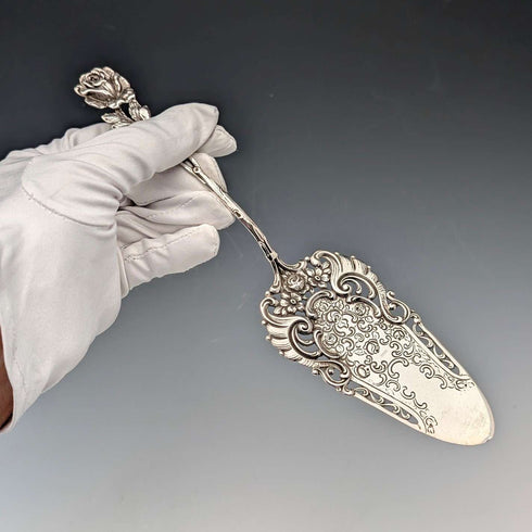 Servidor de pastelería vintage de plata continental con decoración de rosas, 40 g