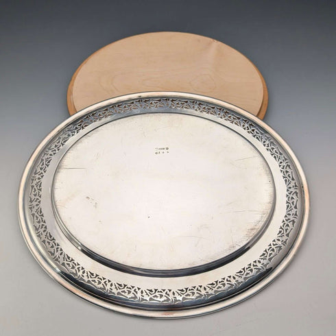 Antique British silver plated oval breadboard by Briddon Brothers