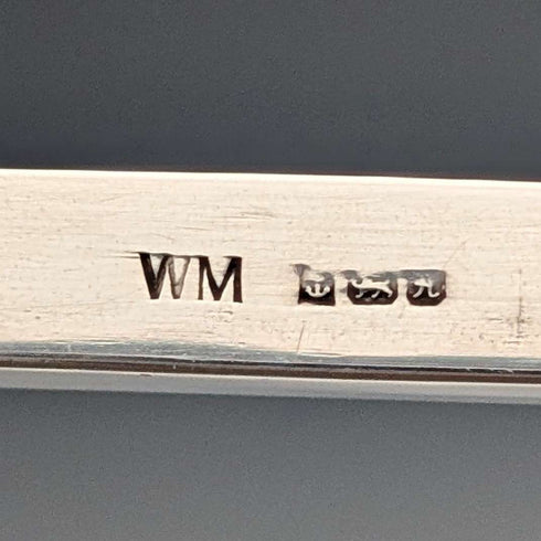 Regla y bolígrafo de plata de ley vintage británicos de 1975, de William Manton, con estuche