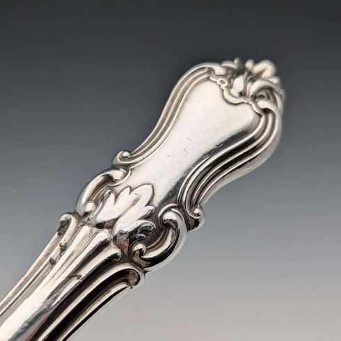 Circa 1852 British antique sterling silver handle fish server pair in case by John Gilbert