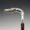 Bastón inglés antiguo con mango de cabeza de caballo en plata de ley y fuste marrón, 92 cm, Emma Blumenstein